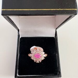 Bomb Party Big Shine Energy Ring RG11540 Rose Ice Crystal Rose Gold Plating